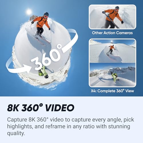 Waterproof 8K 360 Action Camera with Removable Lens Guards P770