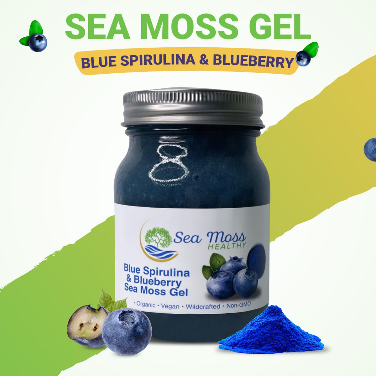 Blue Spirulina Blueberry Sea Moss Gel, 16 oz J657023