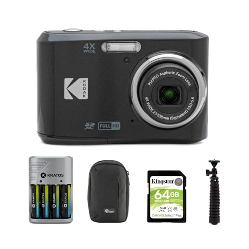 White Digital Camera Bundle with 64 GB SDXC Memory Card, Rechargeable Batteries, Tripod, and Camera Case X737097