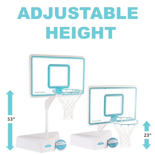 Outdoor Adjustable Height Swimming Pool Basketball Hoop with Ball, Base, 18 Inch Stainless Steel Rim F7275