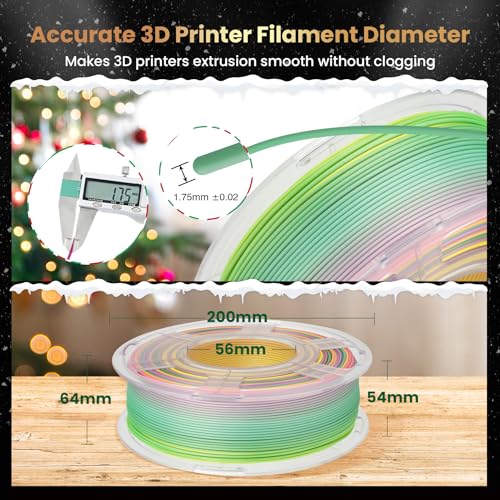 Silk Rainbow PLA+ 3D Printer Filament, Multicolor, 1kg H1471