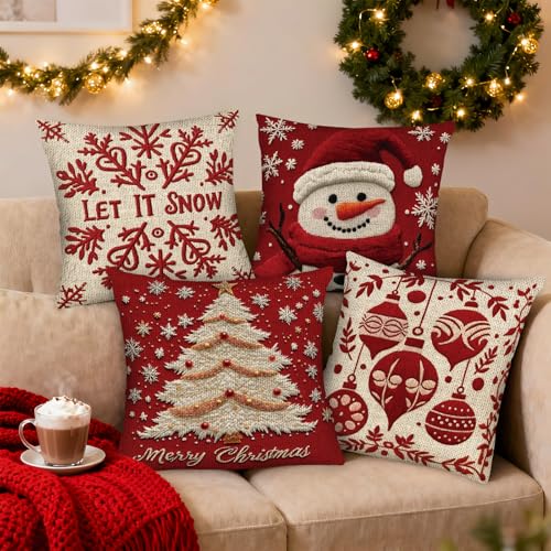 Christmas Throw Pillow Covers 18X18 Set of 4 V383337