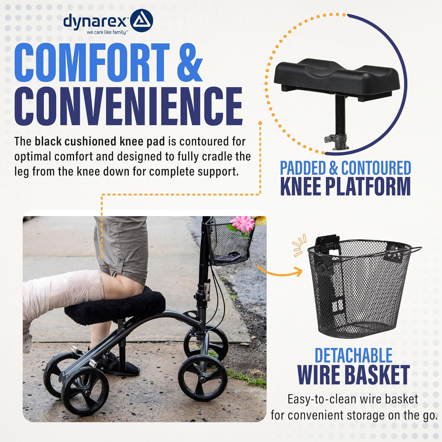 Silver Steerable Knee Walker with Basket F22848