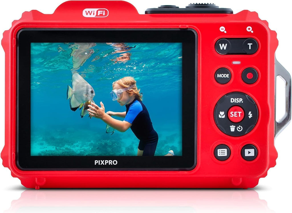 Red Rugged Waterproof Digital Camera with Case, Monopod, Card Reader (9 Items) F678706
