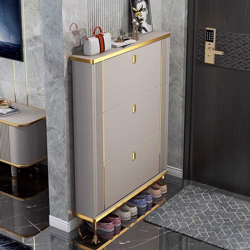Slim 4 Layer Shoe Storage Cabinet with Flip Down Drawers N46790