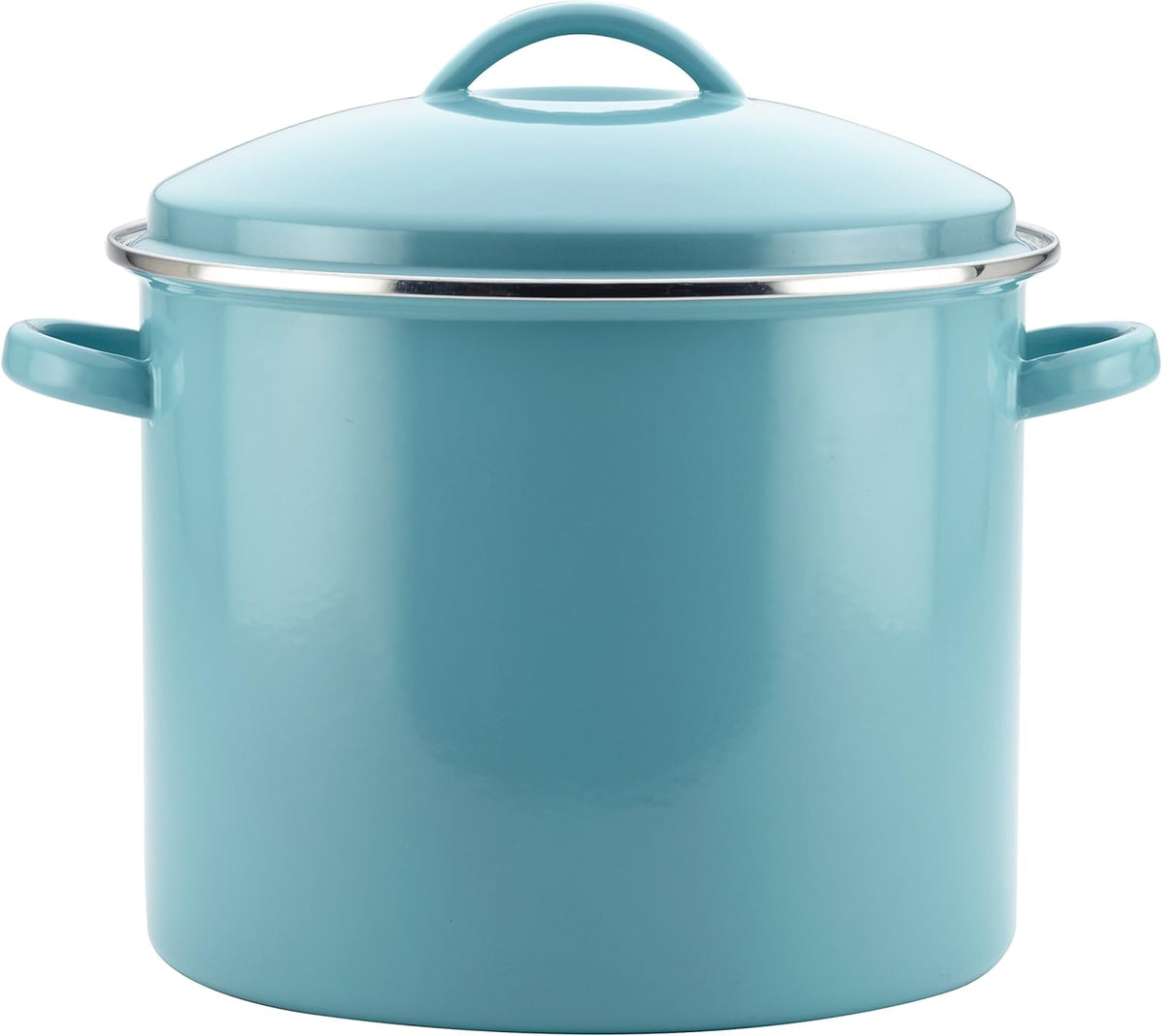 16 Quart Aqua Blue Enamel on Steel Stockpot with Lid B766088