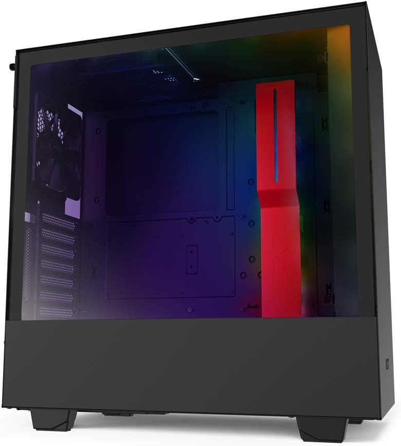 Compact ATX Mid-Tower PC Gaming Case with Tempered Glass Side Panel - Black/Red M908654