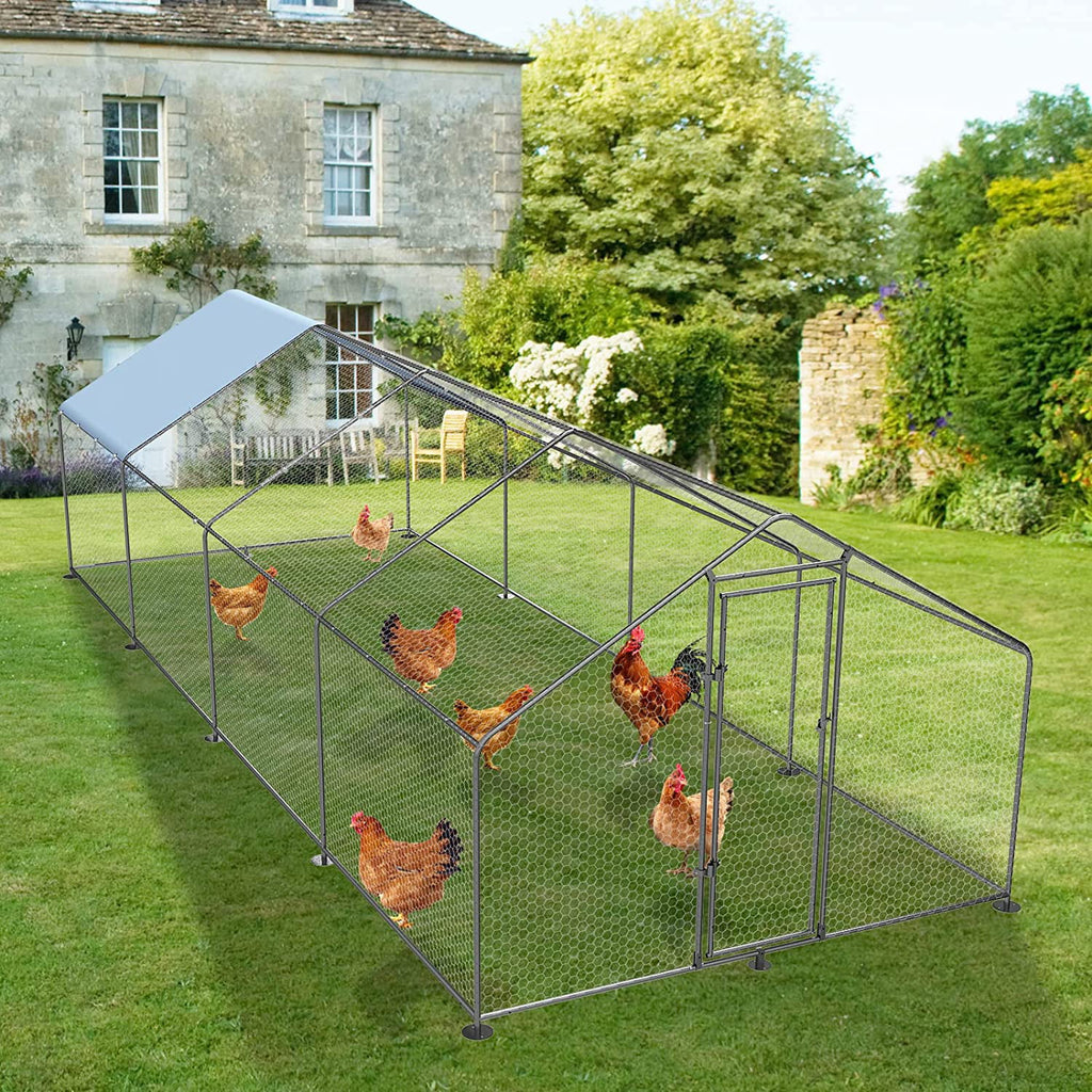 Large Metal Chicken Coop with Waterproof Anti-Ultraviolet Cover D2268