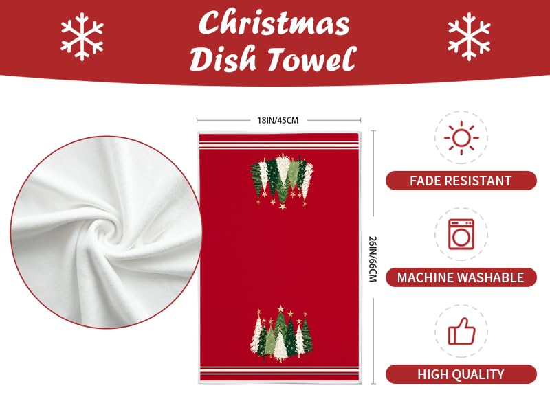Red Xmas Tree Kitchen Towels Set of 2 Q17053