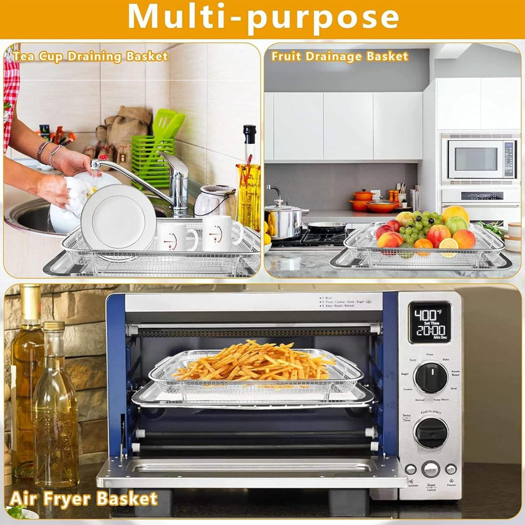 Stainless Steel Air Fryer Basket and Tray Set, 15.4" x 11.5" F9408