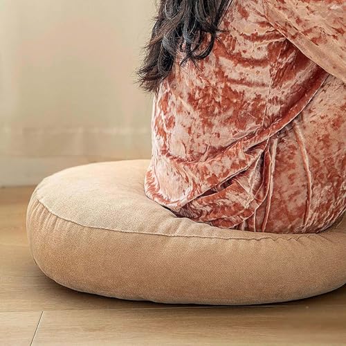 Yellow Large Round Floor Cushion Set of 2 G567