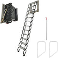 Black Wall-mounted Folding Attic Ladder, 9.8 feet Height, Ti-Mg Alloy X4042