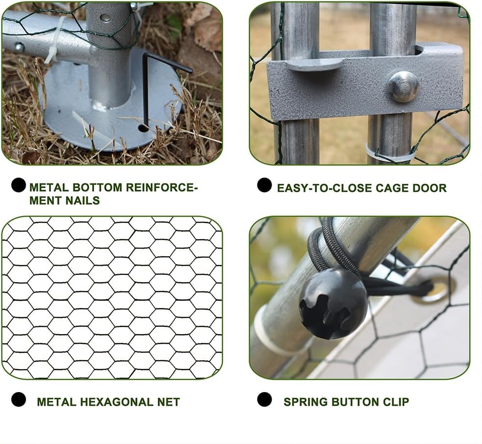 Large Metal Chicken Coop with Waterproof Cover (XL) X121510