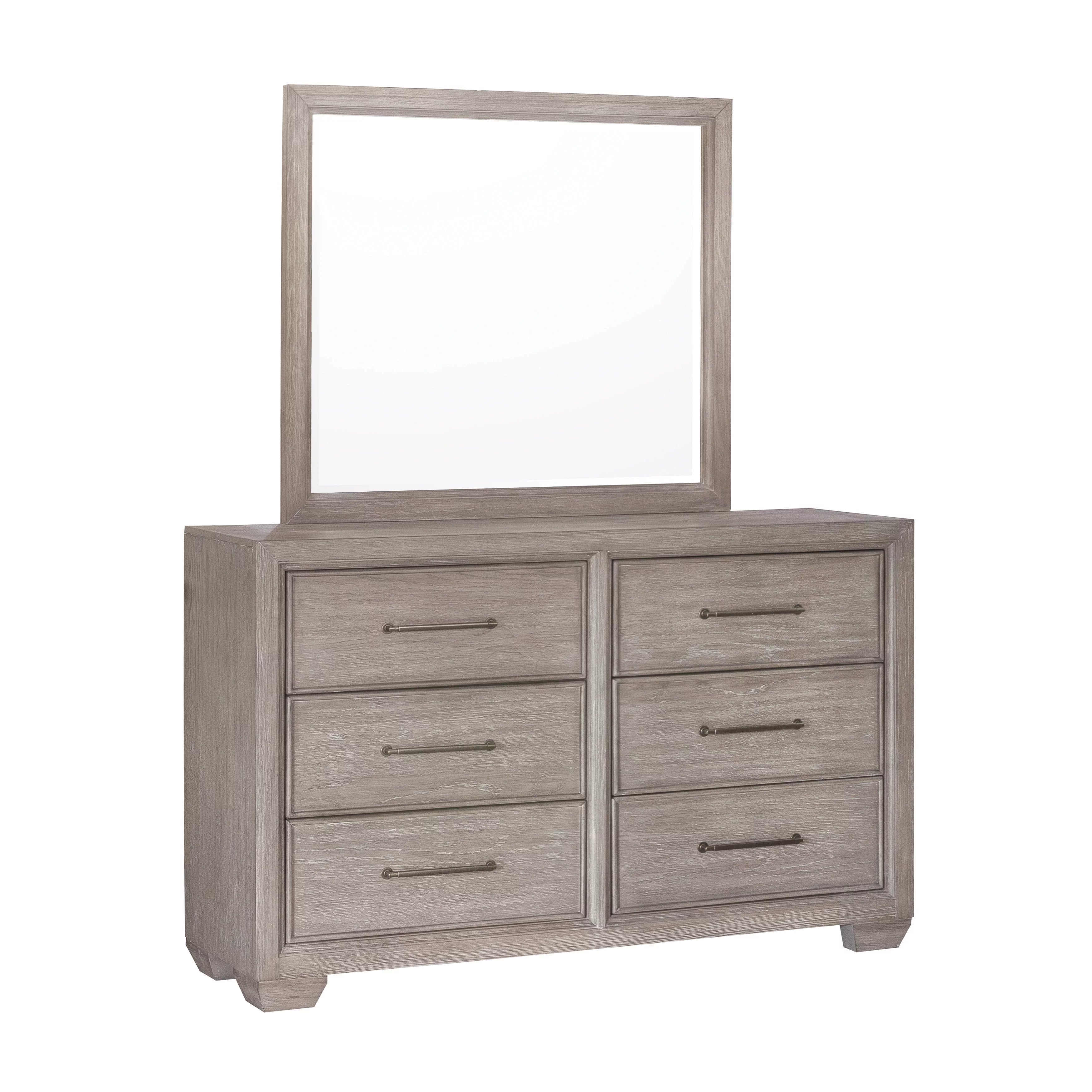 Gray Wood Queen Bedroom Set with Dresser, Mirror, Nightstand, and Chest M89105