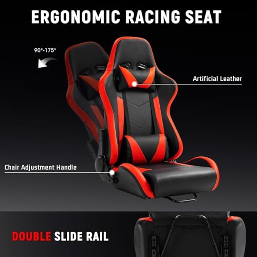 Racing Simulator Cockpit with Monitor Mount, red Seat N733382