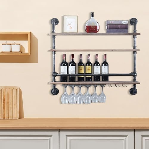 White Rhombus Wall Mounted Wood Wine Rack D291665