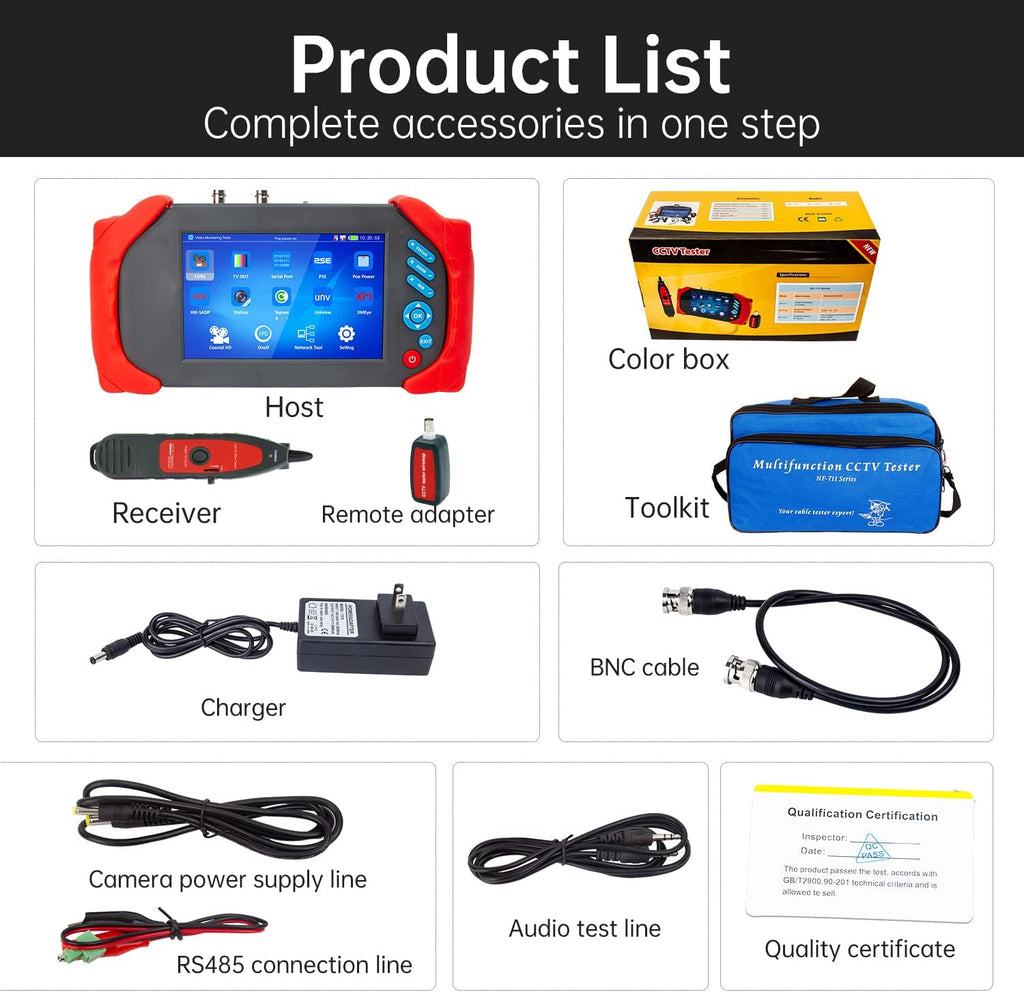 7 Inch IPS Touch Screen CCTV Monitor Camera Tester with PTZ Control G173311