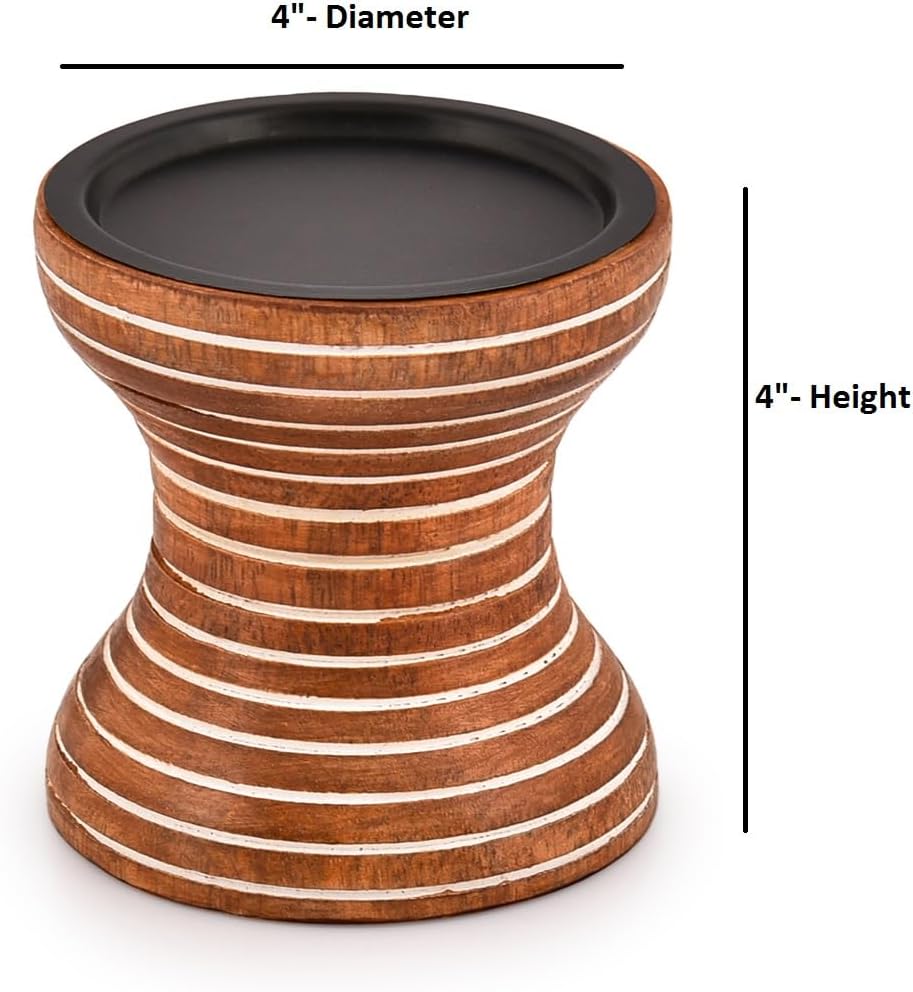 Mango Wood Candle Holder 4" X 4" X 4" E35806