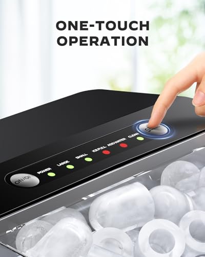 Black Self-Cleaning Ice Machine, 26Lbs/24H, 2 Sizes of Bullet Ice H207