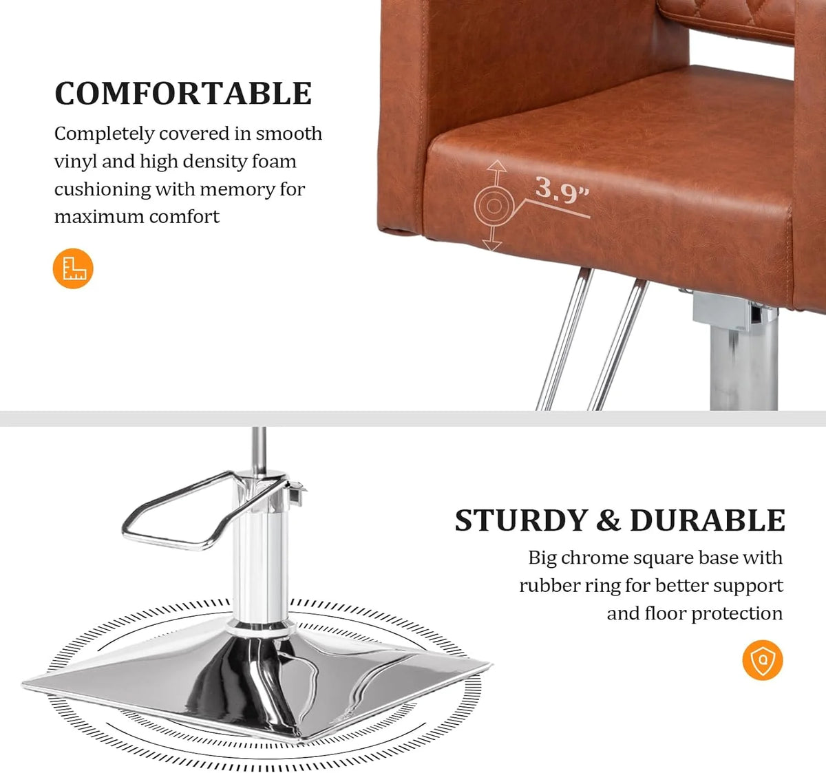 Brown Hydraulic Barber Chair with Aluminium Alloy Footrest Z909368