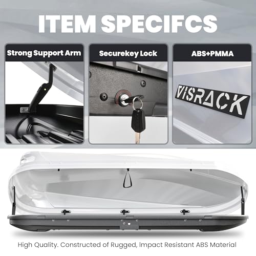 White 21 Cubic Feet Rooftop Cargo Box Carrier with Dual Side Opening V7081