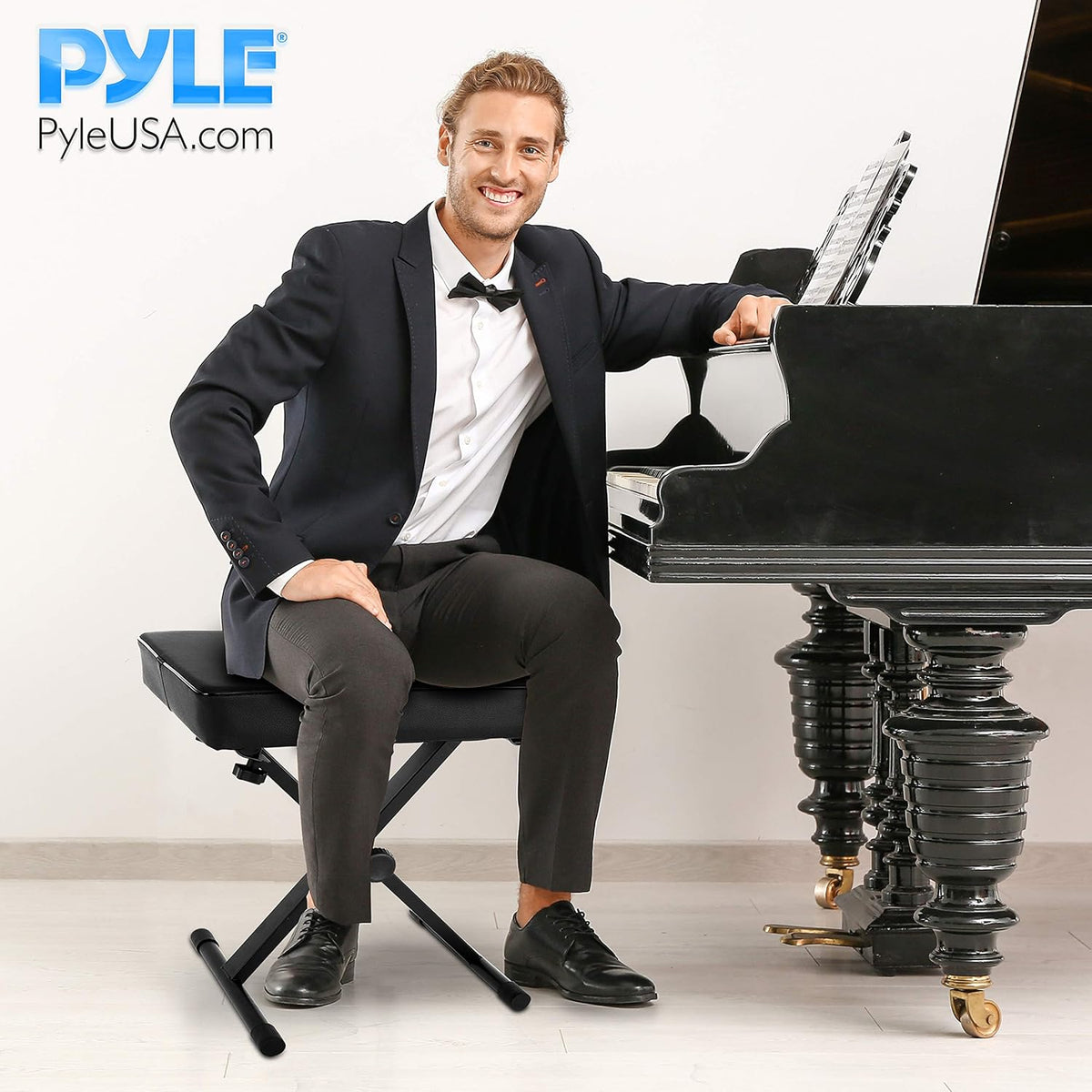 Adjustable Padded Bench Keyboard Piano Seat with Extra Thick Foam Cushion Z3754