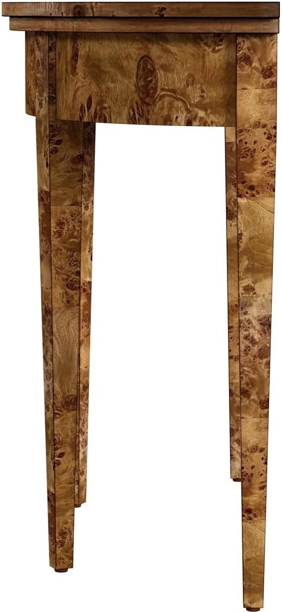 Brown Burl Wood Demilune Console Table R384337