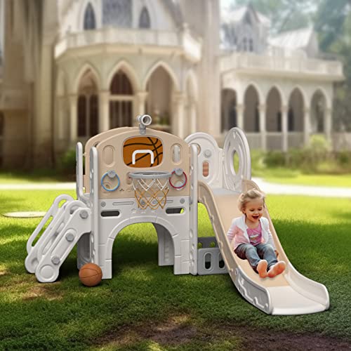 8 in 1 Toddler Slide Set with Basketball Hoop and Ball B574