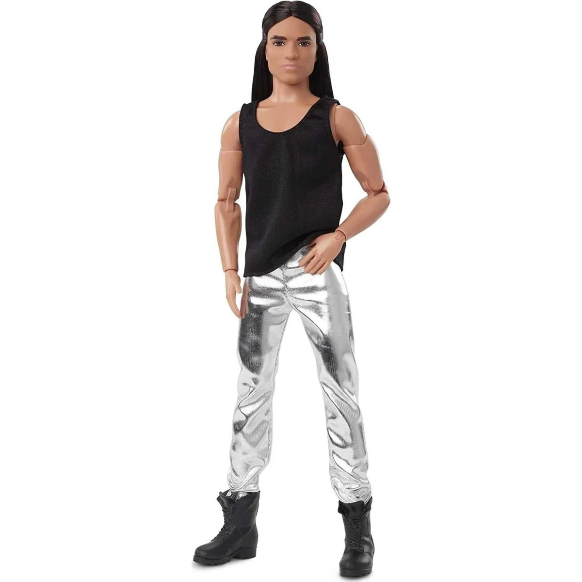 Ken Doll with Long Brown Hair & Metallic Silvery Pants G13796