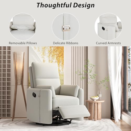 Beige Power Lift Recliner Chair with Adjustable Massage and Heating V6094