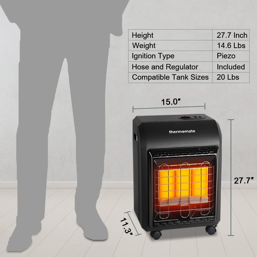 Portable LP Gas Heater with 3 Power Settings, 18,000 BTU P72891