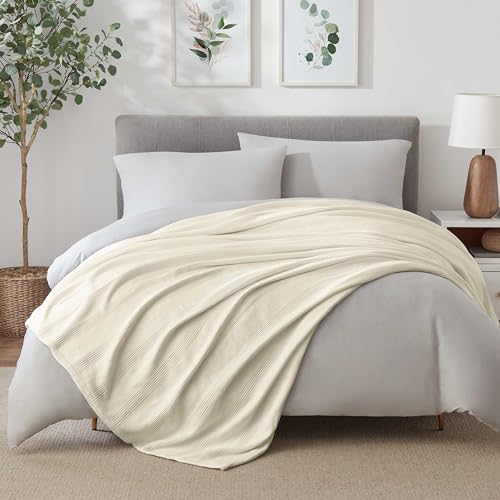 100% Cotton Twin Size Blanket (90 x 66 Inch, White) B154