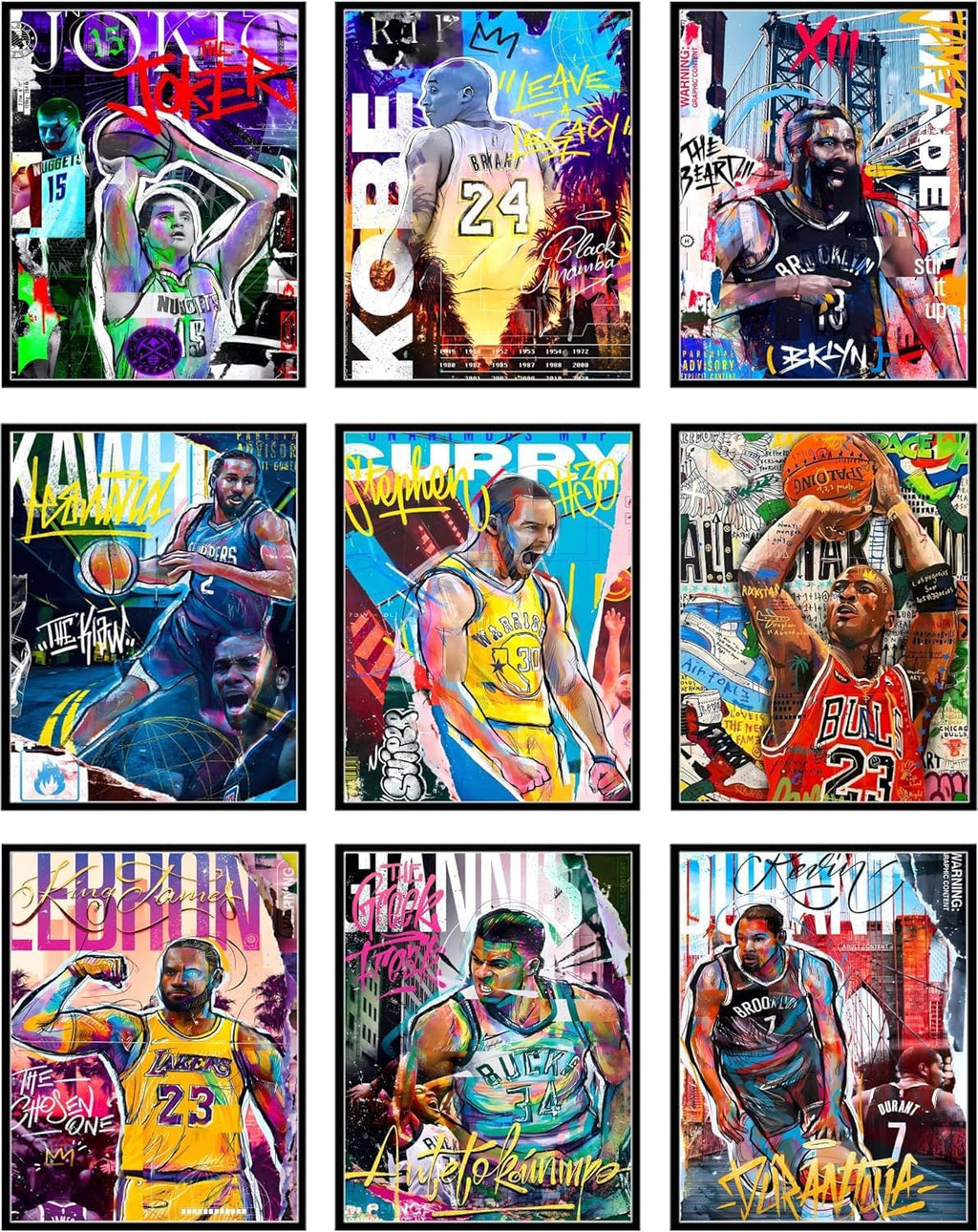 Set of 9 Unframed 8"x10" Basketball Sports Poster B2012