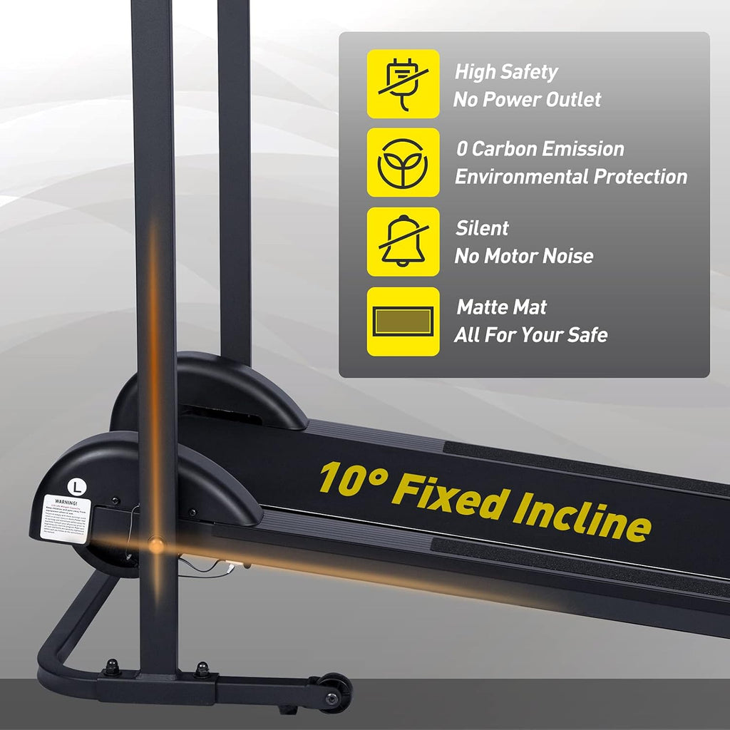 Manual Treadmill Non Electric with 10° Incline Small Foldable A91321