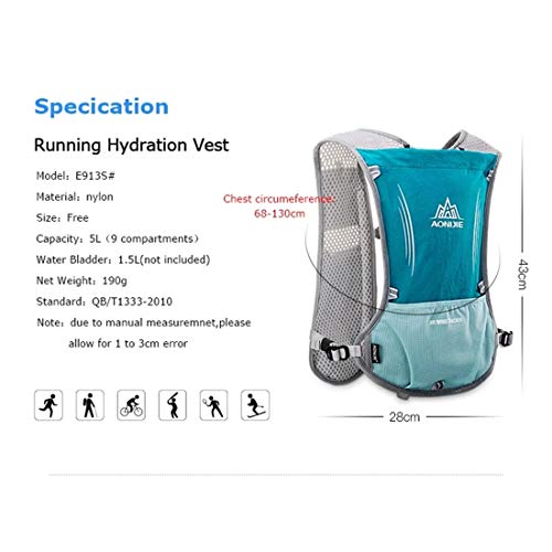5L Outdoor Sport Camping Backpack Hydration Vest Pack with 500ml Soft Flask Q912