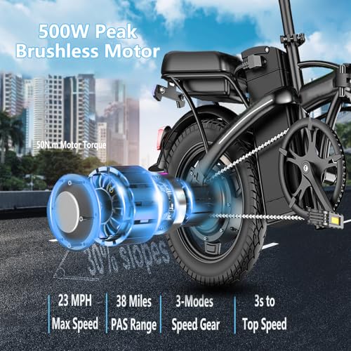 14" Mini Folding Electric Bike with 48V12AH Removable Battery A12484