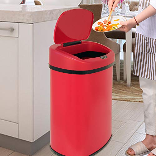 13 Gallon Stainless Steel Automatic Sensor Trash Can with Lid, Black D49565