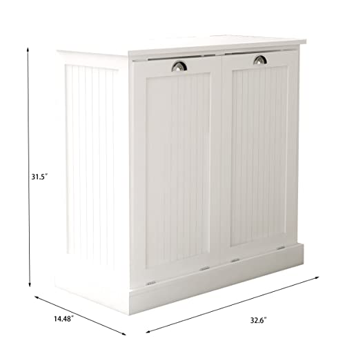 White Double Tilt Out Trash Cabinet Laundry Sorter Cabinet X708110