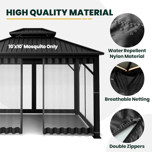 Black 10' x 10' 4-Panel Mosquito Netting with Zippers R156371