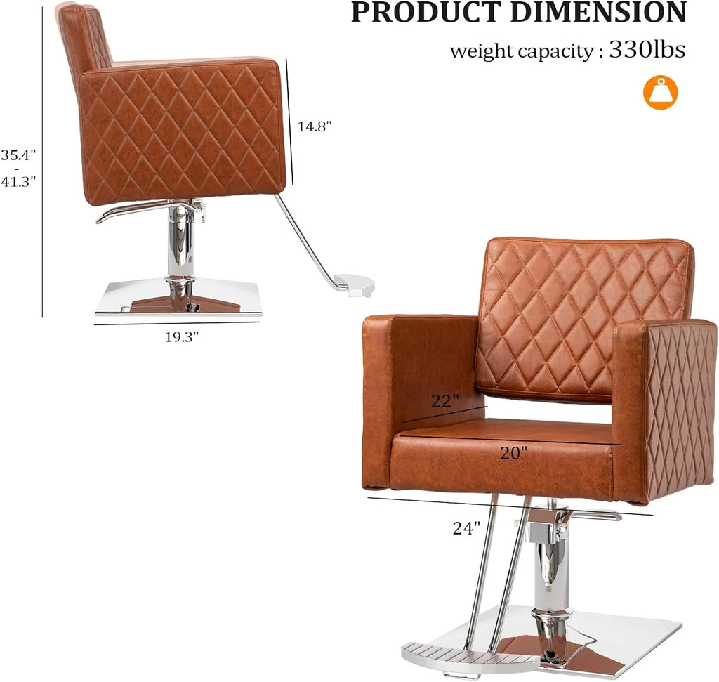 Brown Hydraulic Barber Chair with Aluminium Alloy Footrest Z909368