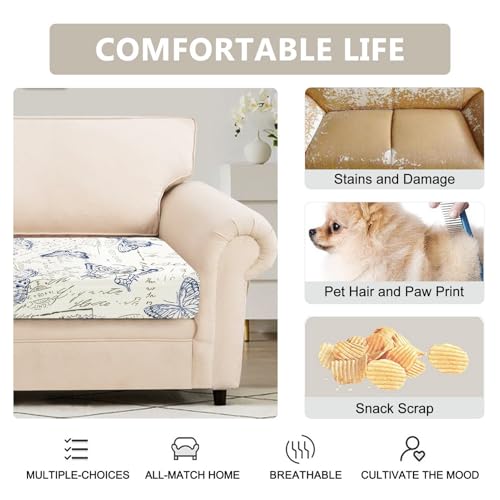 Waterproof Couch Cushion Covers Replacement, Washable Sofa Chair Seat Cushion Covers Soft Jacquard Couch Cushion Slipcovers Stretch Furniture Protector (Medium, Light Grey) R8914