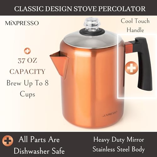 52 oz 12 Cup Stainless Steel Coffee Percolator H94822