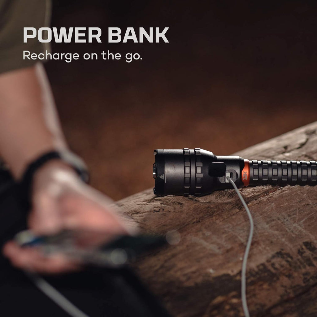 12K lumen rechargeable adjustable beam LED flashlight with USB powered LED reading light bundle K1617