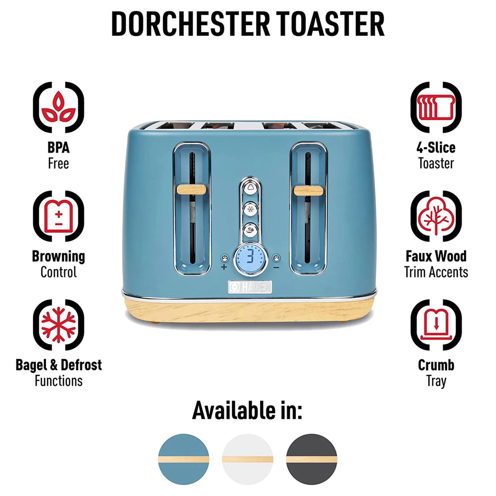 4 Slice Wide Slot Toaster Stone Blue A6298