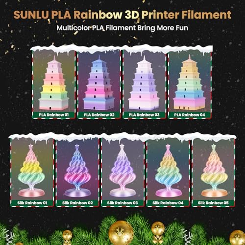 Silk Rainbow PLA+ 3D Printer Filament, Multicolor, 1kg H1471