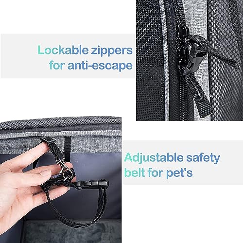 Dog Bike Basket Carrier with Reflective Strips and 2 Side Storage Pockets C33215
