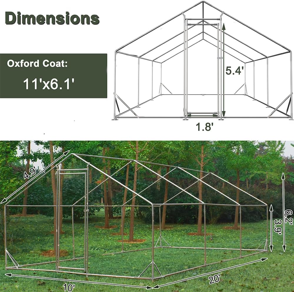 Large Metal Chicken Coop with Waterproof Cover (XL) X121510