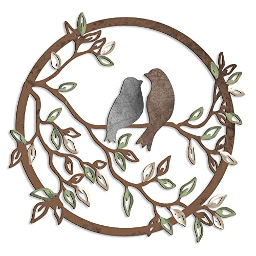 Metal Wall Art Bird on Tree Branch Bird Wall Silhouette (Black) F349