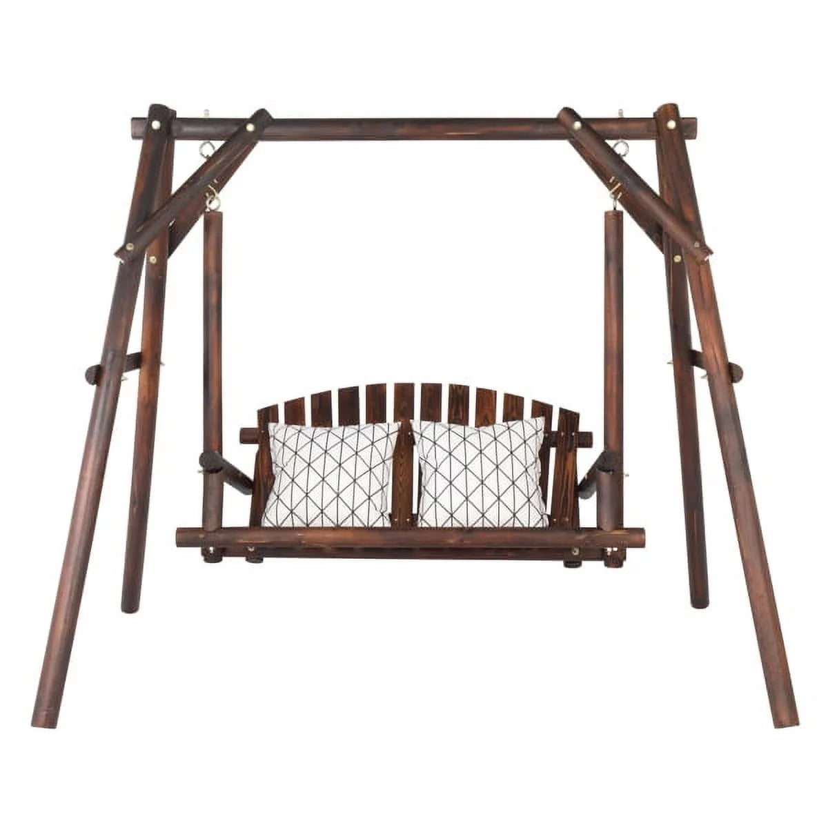 6.5ft Hardwood Patio Swing with Stand, Carbonized H2379