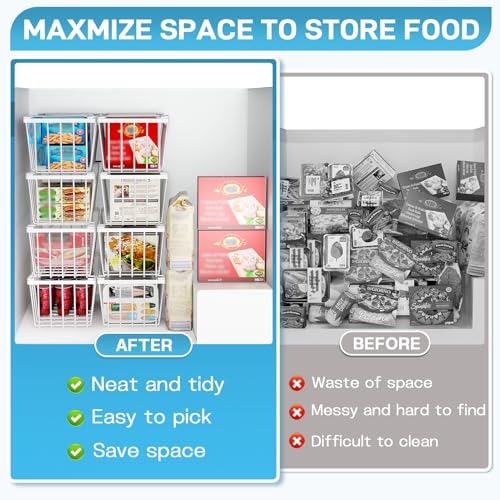Black 4 Pack Stackable Freezer Organizer Bins P213